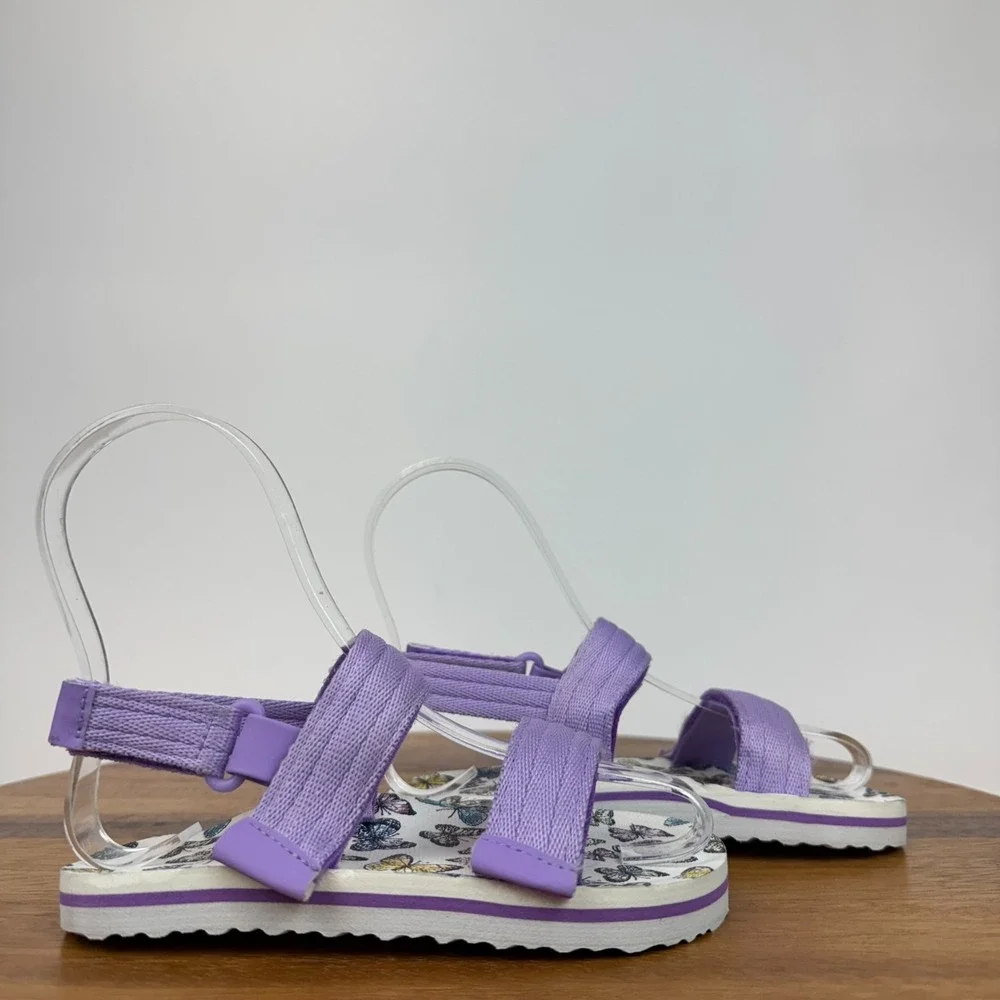 New Little Kids Wave Zone Purple Butterfly‎ Strappy Comfort Sandals Size 10 C